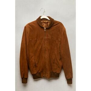 Vintage CLARAZ Pigskin Suede Bomber Jacket Men’s Medium Tobacco Brown Rib Collar